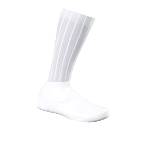 RRSKIT Bicycle Aerodynamic Shoe Cover, Windproof Waterproof Anti-Slip Cycling Lock Shoe Covers for Road/MTB Bikes, Lightweight High Elasticity PU Material Woven Fabric (White, L(40-46)) - Thumbnail 2