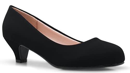 Image of Olivia K Women's Classic Closed Toe Kitten Heel Pumps | Dress, Work, Party Low Heeled
