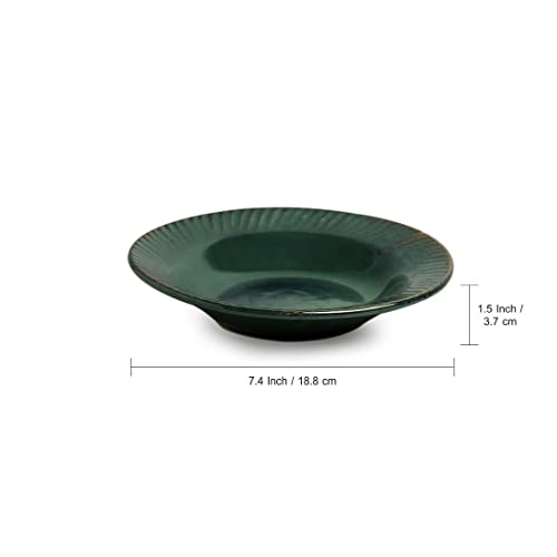 Image of ExclusiveLane Ceramic Quarter Plates Side Plates for Snacks Serving | 'Coral Reef' Hand Glazed Studio Pottery Ceramic Plates Pasta Plates Serving Plates (Set of 1, Dishwasher & Microwave Safe)