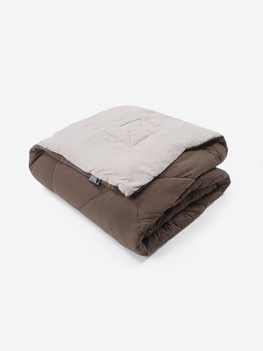 Image of Monte Carlo Polyester Comforter Single Bed | 200 GSM Lightweight & Reversible | Soft Quilt for Mild Winter | Easy Care All Season Comforter (Beige) | 59 x 87 Inches