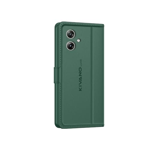 Image of KIVANO LUXE Compatible for Motorola G54 5G / Motorola G64 5G Luxury Handmade Leather Magnetic Flip Folio Case | Card Holder & Kickstand | Slim Protective Cover | Unisex - Green