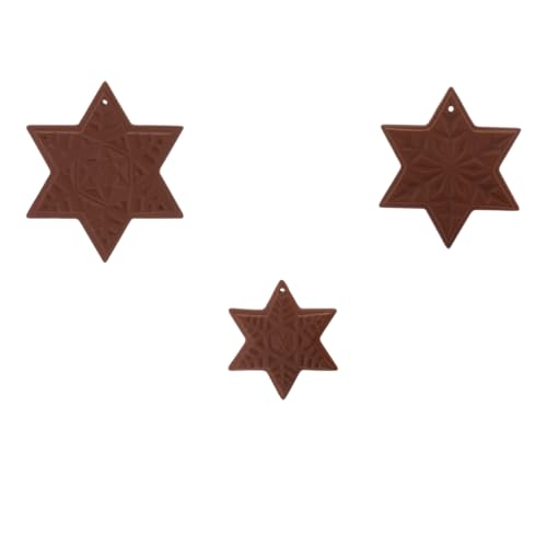 MEISSEN Juego de 3 adornos para árbol de porcelana, diseño de estrellas, color marrón