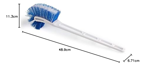 Kleeno Cello Plastic by Cello Eco Hockey Toilet Brush | Longer Handle Ergonomic Design | Angular Design to Reach All Corners | Set of 1, Blue & White - Image 7 thumbnail
