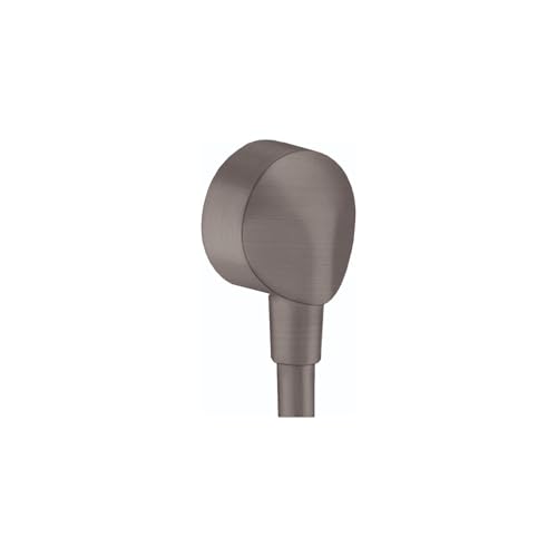 hansgrohe FixFit Handheld Shower Wall Outlet 1/2-inch Thread Connection Round Modern Flush Mount in Brushed Black Chrome, 27458343