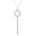 YOUMI Long Necklace for Women Layered Rhombus Leaf Drop Tassel Pendant Necklace Y Lariat Sweater Necklace (Rose Gold)