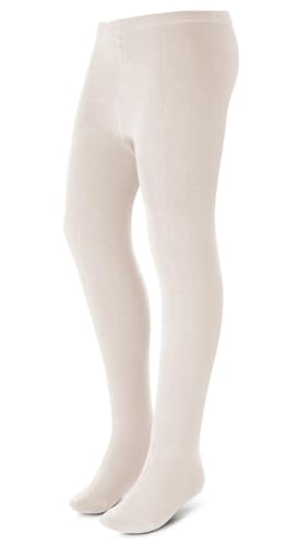 Girls Ribbed Cotton Tights, Soft and Comfortable, White