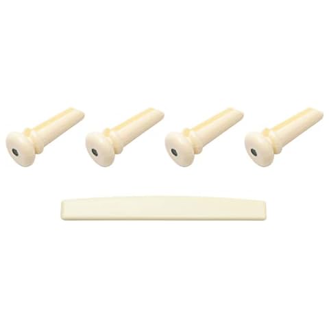 Unxuey Acoustic Guitar Bridge Nut with 4pcs Guitar Bridge Pins for 4 String Bass Part Replacement Cover