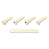 Unxuey Acoustic Guitar Bridge Nut with 4pcs Guitar Bridge Pins for 4 String Bass Part Replacement