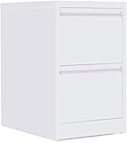 OFITURIA ® Ordnungsmappe aus Metall, weiß, mit 2 Schubladen, für DIN A4 und Folio, Dokumente mit Schlüssel, 62 x 46 x 72 cm