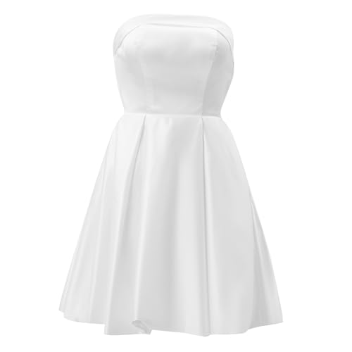 Robe blanche courte sans bretelles femme vêtement anniversaire taille S respirant