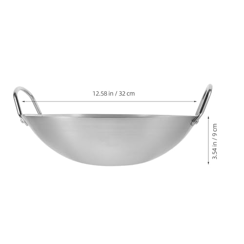Wok de acero inoxidable con doble asa para cocinar miniatura 2