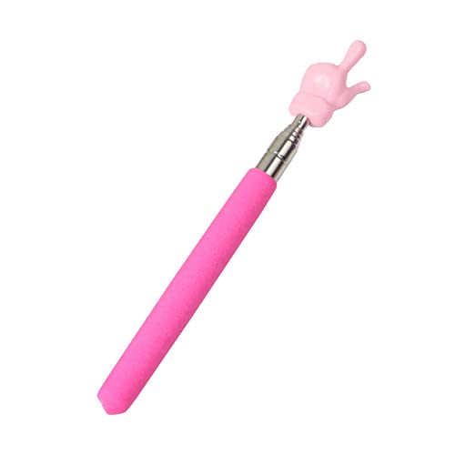 Retractable Finger Pointer Teacher Pointer Non-Slip Handle Stainless Steel Finger Pointer Stick Long Teaching Pointer Whiteboard Pointer School Supplies Silver & Pink