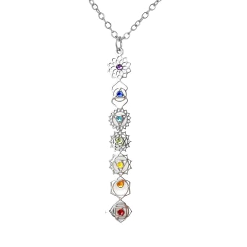 Colliers ajustables HIPEE 7 Yoga acier inoxydable pendentif pierre colorée méditation mode