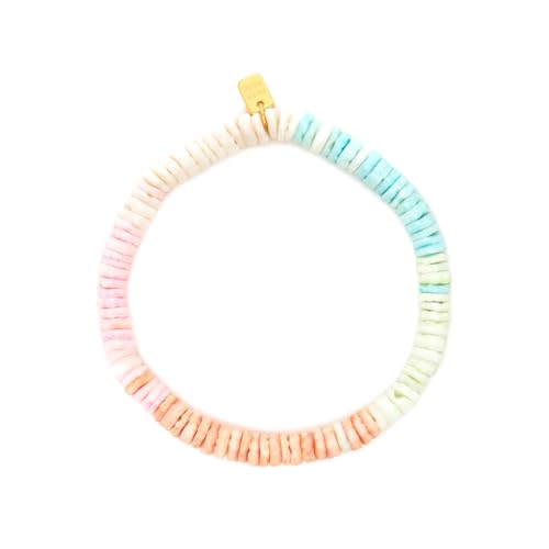 Pura Vida Bracelets Pastel Puka Shell Bead Stretch Bracelet for Women - One Size