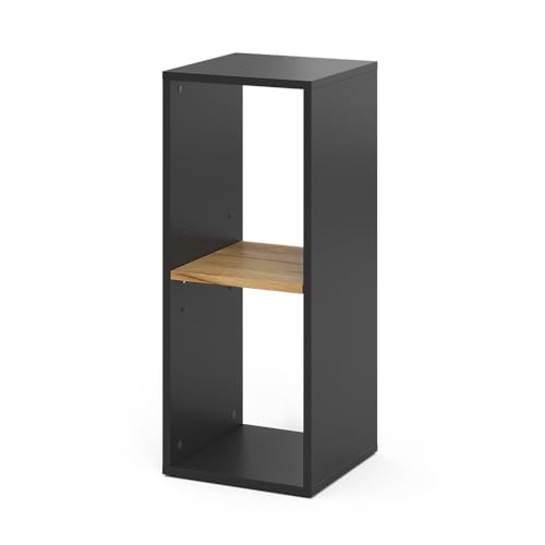 Vicco Bücherregal Tomy, Anthrazit/Goldkraft Eiche, 30 x 74 cm mit 2 offenen Fächern