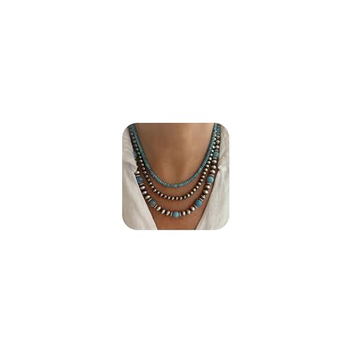Image of RadiVibe Turquoise Beaded Necklace Turquoise Jewellry for Women Western Cowgirl Outfits Navajo Pearl Necklace Country Western Jewelry