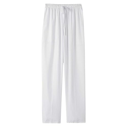 Xiaojmake Mens Cotton Jersey Pajama Bottoms Loose Straight Leg Lounge Sleep Pants Drawstring Beach Summer Pant Yoga Trousers