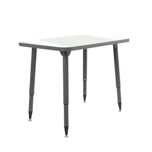 Image of Adapte Commercial Dry-Erase Classroom Activity Table - 24 inch x 36 inch Rectangle Whiteboard, ADA Compliant Tapered Legs, Glides & Casters Adjustable Height 22-34 inch Wheelchair Accessible, School Furniture
