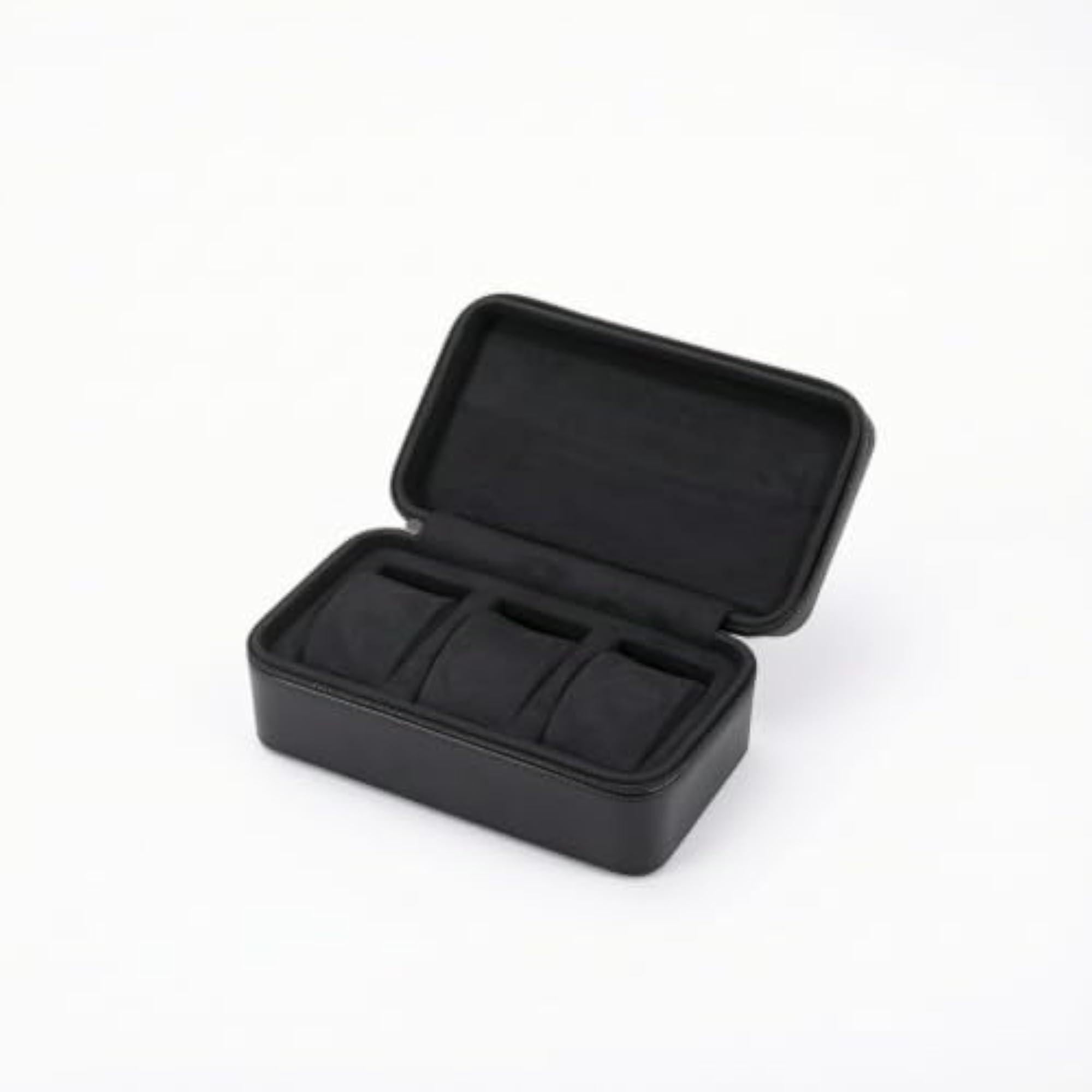 Portable Black 3-Slot Hard-Sided Watch Storage Travel Case