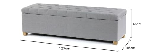 Image of MODERN WAVE Ashlee 50 inch Large Fabric Upholstered Flip Top Storage Bench 3 Seater Sofa Couch Pouffe Sofa Bench Ottoman for Living Room, Bedroom, Office. (Grey)