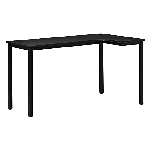 HOMCOM L-Shaped Gaming Desk, Computer Corner Desk, Home Office Workstation with Cable Management, 145 x 81 x 76cm, Black, Right