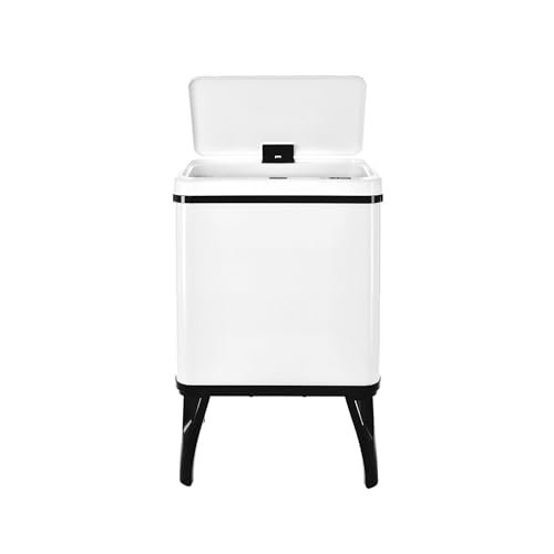 WELL HOME inteligentny kosz na śmieci do recyklingu z automatycznym otwieraniem i kontaktem ręcznym 15L+15L 35,5 x 26 x 60 cm, biały