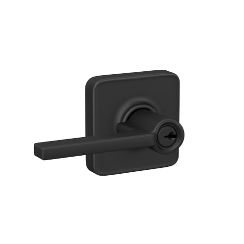 Image of SCHLAGE Latitude Keyed Entry Door Handle, Reversible, Matte Black | Keyed entry lever door handle with turn-button lock, Easy to install, Certified security & durability, Universal fit, 2 keys