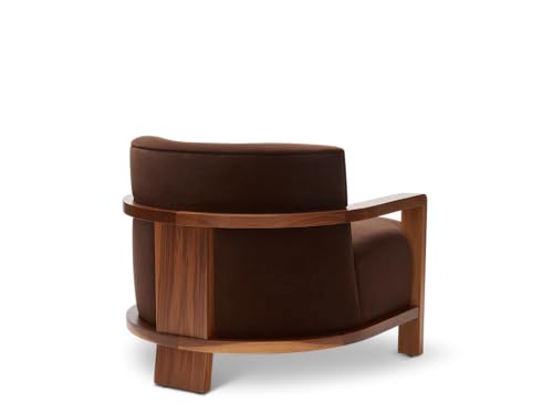 Image of Lakdi The Furniture Mid-Century Modern Accent Armchair with Walnut Wood Frame & Deep Brown Fabric Lounge Sofa Chair for Living Room | 5 Years Warranty | Free Assembly - 15185191