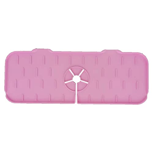 Kitchen Silicone Handle Drip Catcher Tray Mat Faucet Sink Splash Guard For Kitchen Accessories Faucet Water Catcher Mat Behind Faucet Sink Protectors For Kitchen Countertop (Pink) #TOP8