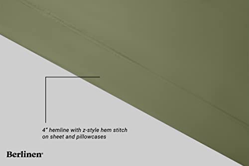 Image of Satin Bedsheet for Queen Size Bed, 400 TC Bedsheet with 2 Pillow Covers - (Queen 90 inch x 100 inch, Olive Green)