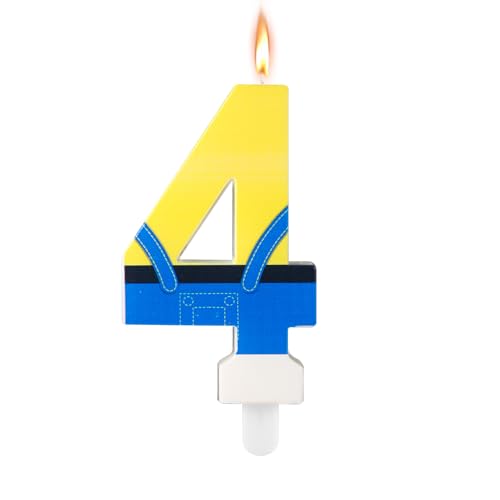 Bougies à Thème d'Anime, Bougies d'Anniversaire Bleues et Jaunes Dessin Animé Bougies d'Anniversaire Jean Bleu Bougie Numéro d'Anniversaire Décorations Gâteau...