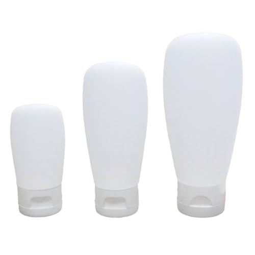 Angoily Lot de 3 Flacons en Silicone Rechargeables pour Cosmétiques Bouteilles Vides de Voyage Souples 30 ML 60 ML 100 ML Étanches et Portables pour Lotions et Shampooings