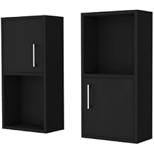 FM FURNITURE Dixie 2 Bathroom Medicine cabinets with Storage with Open Shelf, Black