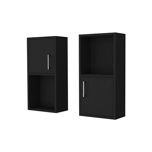 FM FURNITURE Dixie 2 Bathroom Medicine cabinets with Storage with Open Shelf, Black