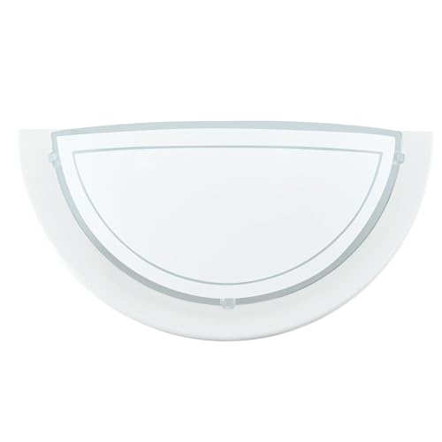 EGLO Wandlampe Planet 1, Wandleuchte halbrund, Wandbeleuchtung für Innen aus Metall und Glas, Wohnzimmerlampe in Weiß, Flurlampe mit E27 Fassung