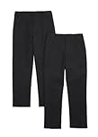 Listers Schoolwear 2PK Boys Slim Fit School Trousers Adjustable Waist Black Grey 2-18 Years