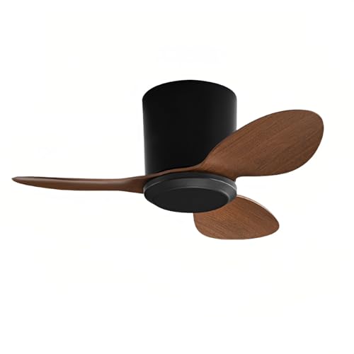 GZDXBF Ventilador De Techo Sin Luz - 6 Velocidades/Función Verano-Invierno/3 Aspas De ABS - Ventilador Silencioso con Control Remoto - para Dormitorio/casa Rural/Patio/Interior(Walnut,25in(63cm))