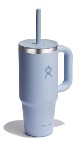 Image of Hydro Flask 24 Oz Travel Tumbler with Handle, Lid and Straw - Insulated Stainless Steel in 24 Oz Surf Blue