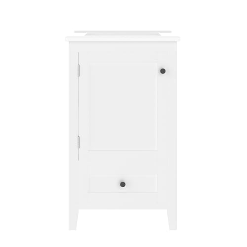 NuvlaGu 51 x 46 x 85 cm, mueble de baño con lavabo de cerámica, moderno lavabo con cajón de cierre suave, estante ajustable y estante grande para puerta, mueble de baño con gran espacio de