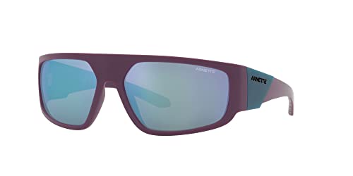 Arnette Men's AN4304 Heist 3.0 Rectangular Sunglasses, Matte Purple/Light Grey Mirrored Blue, 63 mm2