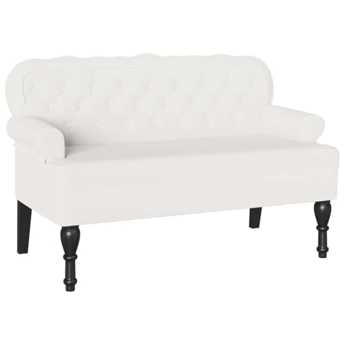vidaXL Banc Chesterfield Blanc 119,5 x 64,5 x 75 cm Cuir synthétique, Canapé Chesterfield rectangulaire, mobilier Classique, Simili Cuir résistant, Assise...