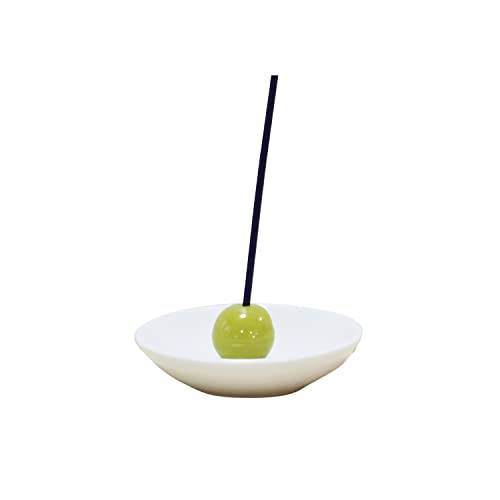 線香立て 飴玉 あめ ガラス製 香皿セット かわいい 手元供養 ペット供養 ミニ仏具セット (マスカット)