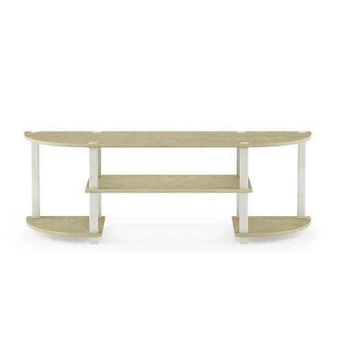 Image of Furinno Turn-S-Tube Wide TV Entertainment Center, Cream Faux Marble /White