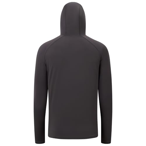 Image of Men's UPF 50+ Hoodie Shirt Long Sleeve Permanent UV Sun Protection Vented Tee Performance for Outdoor Hiking Fishing