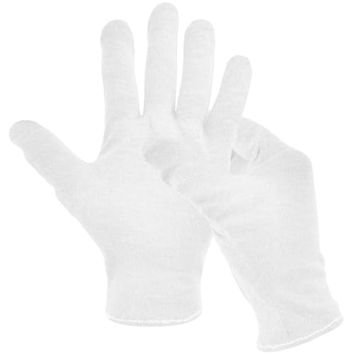 2 Pairs(4Pcs) Cotton Gloves for Eczema and Dry Hands, Moisturizing Gloves, Work Gloves for Men, Women, SPA, Jewelry Inspection (White, 2 Pairs)