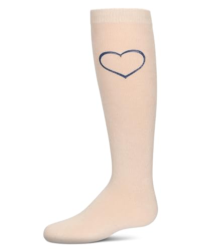 MeMoi Girls' Puff Paint Heart Knee High Socks
