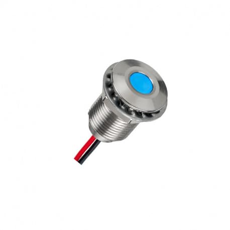 10mm Dia Panel Mount Indicator - 2 Color LED - Flush Mount - Red/Green - 12VDC - Wire Leads - Stainless - - IP67