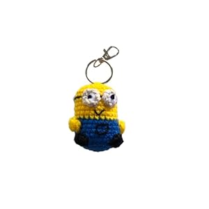 Znet3D Handmade Minion ‘Bob’ Crochet Plush Keychain – Adorable Minion Bob Accessory – Charming Handmade Amigurumi Keychain