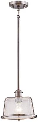 Miniatura 2 de Revere - Colgante de 1 luz de 9 pulgadas, níquel cepillado, pantalla de vidrio semillado