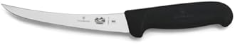 Victorinox Victorinox swiss army cutlery fibrox pro curved boning knife semistiff blade, 5.5 Pound, Black, 6" Boning, Silver/Black